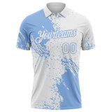 Custom White-Light Blue Distressed Scratch Brush Stroke Performance Polo Shirt