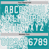 Custom White-Teal Distressed Scratch Brush Stroke Performance Polo Shirt