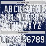 Custom White-Navy Distressed Scratch Brush Stroke Performance Polo Shirt
