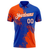 Custom Thunder Blue White-Orange Distressed Scratch Brush Stroke Performance Polo Shirt