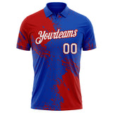 Custom Thunder Blue White-Red Distressed Scratch Brush Stroke Performance Polo Shirt
