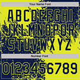 Custom Navy-Neon Yellow Distressed Scratch Brush Stroke Performance Polo Shirt