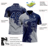 Custom Navy-Gray Distressed Scratch Brush Stroke Performance Polo Shirt