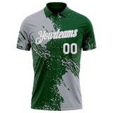 Custom Green White-Gray Distressed Scratch Brush Stroke Performance Polo Shirt