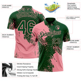 Custom Green-Medium Pink Distressed Scratch Brush Stroke Performance Polo Shirt