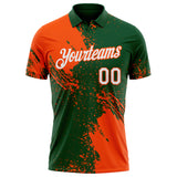 Custom Green White-Orange Distressed Scratch Brush Stroke Performance Polo Shirt