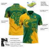 Custom Kelly Green-Gold Distressed Scratch Brush Stroke Performance Polo Shirt