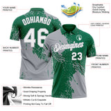 Custom Kelly Green White-Gray Distressed Scratch Brush Stroke Performance Polo Shirt