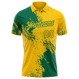 Custom Yellow-Kelly Green Distressed Scratch Brush Stroke Performance Polo Shirt
