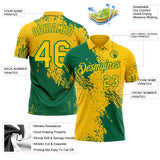 Custom Yellow-Kelly Green Distressed Scratch Brush Stroke Performance Polo Shirt