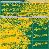 Custom Yellow-Kelly Green Distressed Scratch Brush Stroke Performance Polo Shirt