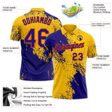 Custom Yellow Dark Purple-Orange Distressed Scratch Brush Stroke Performance Polo Shirt