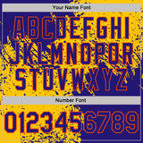 Custom Yellow Dark Purple-Orange Distressed Scratch Brush Stroke Performance Polo Shirt