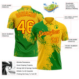 Custom Yellow Grass Green-Red Distressed Scratch Brush Stroke Performance Polo Shirt