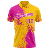 Custom Yellow Deep Pink-White Distressed Scratch Brush Stroke Performance Polo Shirt