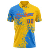 Custom Yellow Powder Blue-Orange Distressed Scratch Brush Stroke Performance Polo Shirt