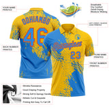 Custom Yellow Powder Blue-Orange Distressed Scratch Brush Stroke Performance Polo Shirt
