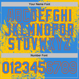 Custom Yellow Powder Blue-Orange Distressed Scratch Brush Stroke Performance Polo Shirt