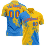 Custom Yellow Powder Blue-Orange Distressed Scratch Brush Stroke Performance Polo Shirt