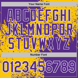Custom Yellow Purple-White Distressed Scratch Brush Stroke Performance Polo Shirt
