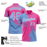 Custom Pink Light Blue-White Distressed Scratch Brush Stroke Performance Polo Shirt