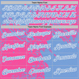 Custom Pink Light Blue-White Distressed Scratch Brush Stroke Performance Polo Shirt