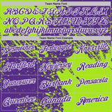 Custom Purple Neon Green-White Distressed Scratch Brush Stroke Performance Polo Shirt