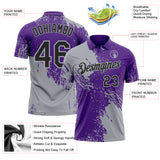 Custom Purple Black-Gray Distressed Scratch Brush Stroke Performance Polo Shirt