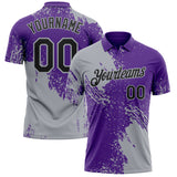 Custom Purple Black-Gray Distressed Scratch Brush Stroke Performance Polo Shirt