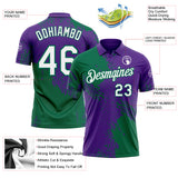 Custom Purple White-Kelly Green Distressed Scratch Brush Stroke Performance Polo Shirt