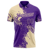 Custom Purple-Cream Distressed Scratch Brush Stroke Performance Polo Shirt