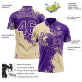 Custom Purple-Cream Distressed Scratch Brush Stroke Performance Polo Shirt