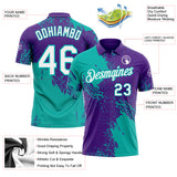 Custom Purple White-Aqua Distressed Scratch Brush Stroke Performance Polo Shirt