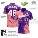 Custom Purple White-Medium Pink Distressed Scratch Brush Stroke Performance Polo Shirt