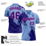Custom Light Blue Dark Purple-Pink Distressed Scratch Brush Stroke Performance Polo Shirt