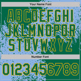 Custom Light Blue Kelly Green-Gold Distressed Scratch Brush Stroke Performance Polo Shirt