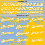 Custom Light Blue White-Yellow Distressed Scratch Brush Stroke Performance Polo Shirt