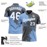 Custom Steel Gray White-Light Blue Distressed Scratch Brush Stroke Performance Polo Shirt