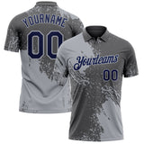 Custom Steel Gray Navy-Gray Distressed Scratch Brush Stroke Performance Polo Shirt