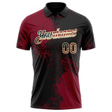 Custom Black Vintage USA Flag Crimson-Cream Distressed Scratch Brush Stroke Performance Polo Shirt