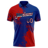 Custom Royal USA Flag Red-Black Distressed Scratch Brush Stroke Performance Polo Shirt