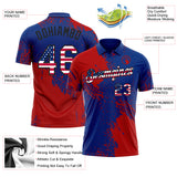 Custom Royal USA Flag Red-Black Distressed Scratch Brush Stroke Performance Polo Shirt