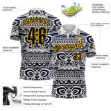 Custom White Black-Gold Mexican Aztec Mayan Tribal Performance Polo Shirt
