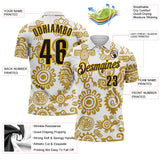 Custom White Black-Gold Mexican Aztec Mayan Tribal Performance Polo Shirt