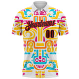 Custom White Black-Fire Red Mexican Aztec Mayan Tribal Performance Polo Shirt