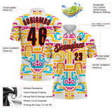 Custom White Black-Fire Red Mexican Aztec Mayan Tribal Performance Polo Shirt