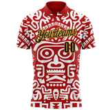 Custom Red Black-Gold Mexican Aztec Mayan Tribal Performance Polo Shirt