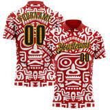 Custom Red Black-Gold Mexican Aztec Mayan Tribal Performance Polo Shirt