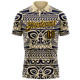 Custom Cream Black-Gold Mexican Aztec Mayan Tribal Performance Polo Shirt