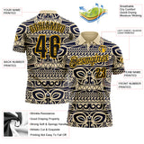Custom Cream Black-Gold Mexican Aztec Mayan Tribal Performance Polo Shirt
